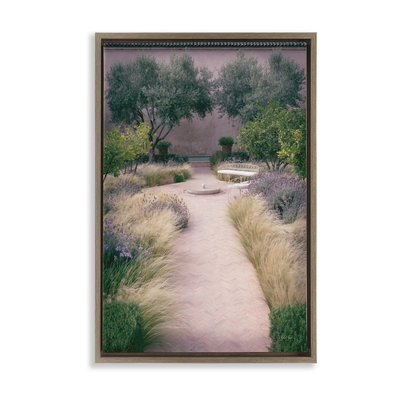 Stupell Industries Rounded Garden Path Bench Floating Frame By Deborah Revell
